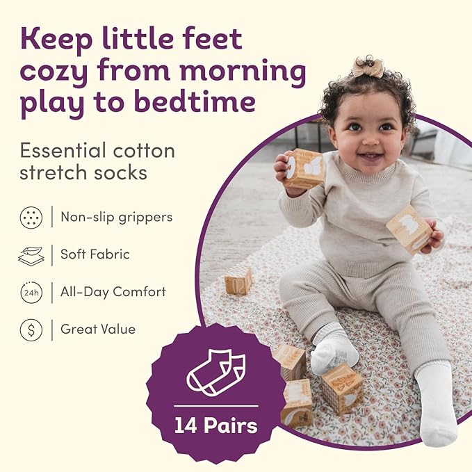 Fruit of the Loom Baby 14-Pack Grow & Fit Flex Zones Cotton Stretch Socks - Image 2