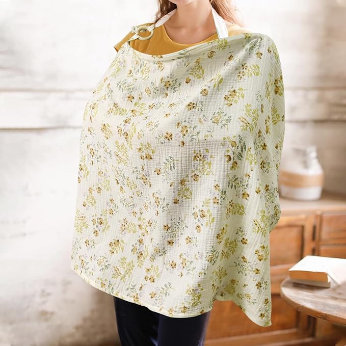 Muslin Nursing Cover for Baby Breastfeeding, Breathable 100% Cotton Privacy - Image 6