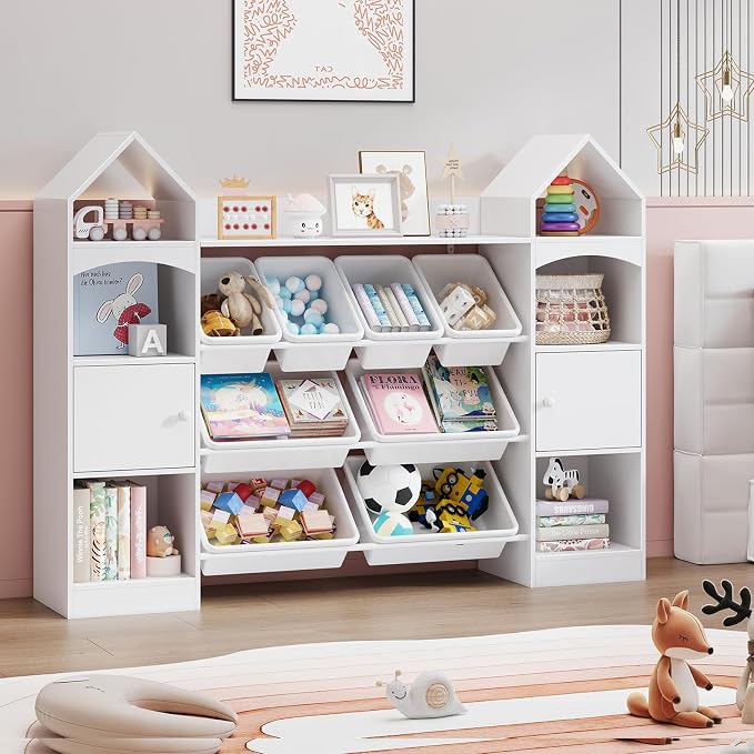 Vabches 55" Castle Shape Children's Toy Storage Organizer, Children's Bookcase by Vabches