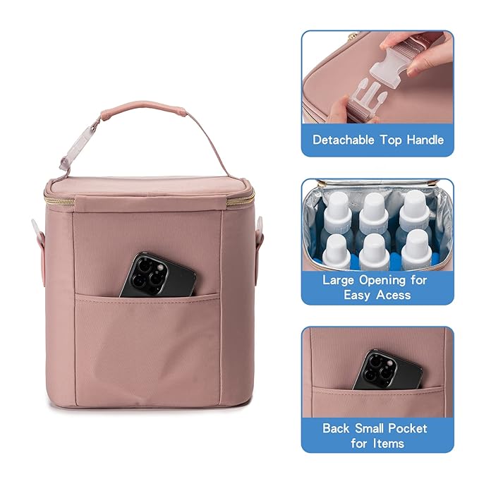 Breast Milk Cooler Bag with Ice Pack Fits 6 Baby Bottles Up to 9 Ounce - Image 4