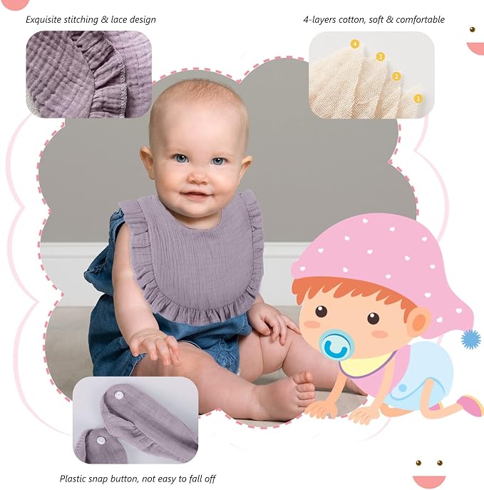 Baby Bibs Muslin Drool Teething Drooling Bibs - Image 5