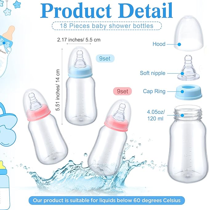 Roowest Bottle Chug Baby Shower Games Sets Including 18 Pcs Feeding Bottles - Image 3