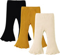SOBOWO Baby Girl Flare Pants 3 Pack Toddler Solid Ribbed Ruffle Bell Bottoms by SOBOWO