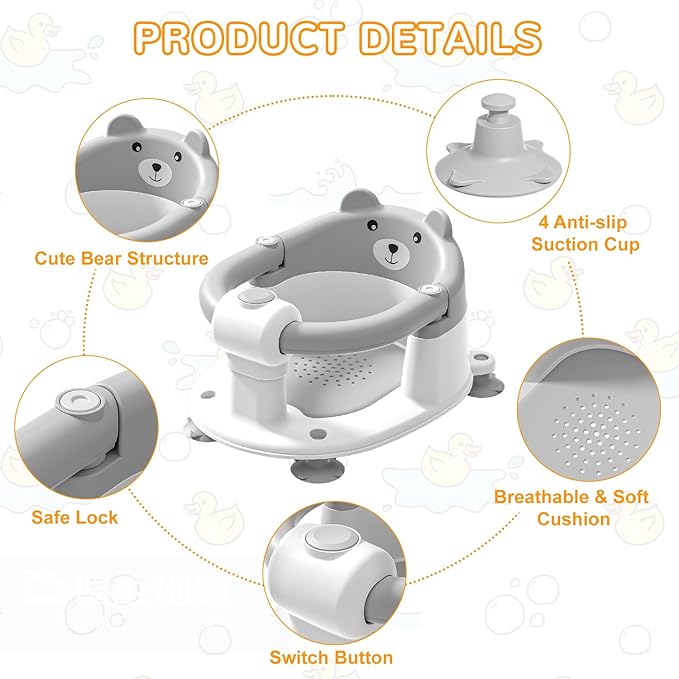Baby Bath Seat for Babies 6 Months & up, Non-Slip Toddler Bath Seats for Babies - Image 3