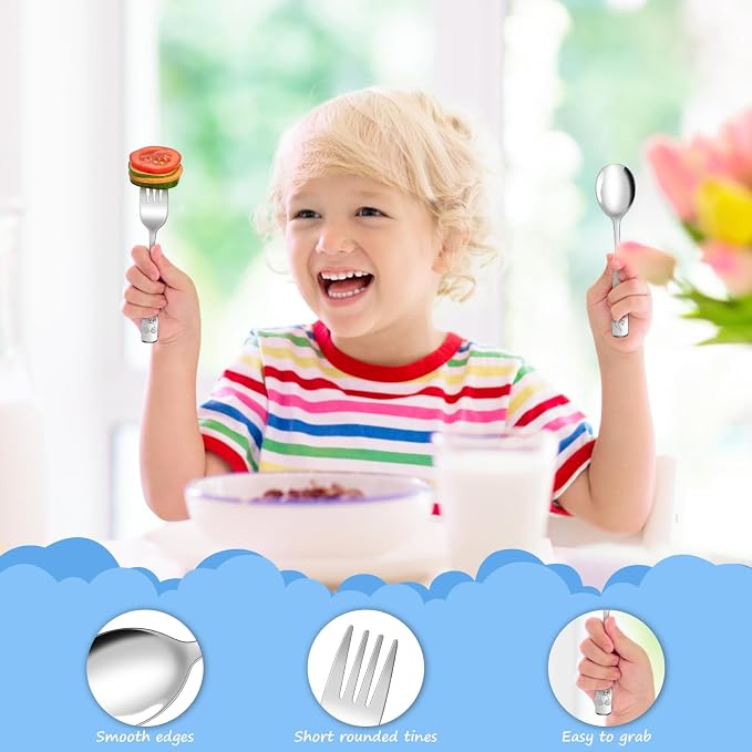 14-Piece Toddler Flatware, Kids Utensils Stainless Steel Cutlery Set, Children - Image 6