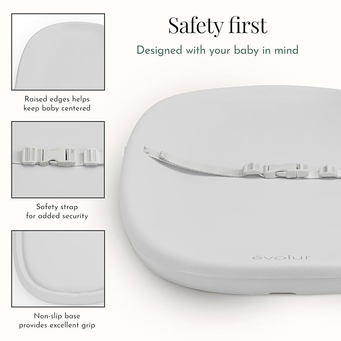 Evolur Eva Baby Changing Pad in Light Gray, Lightweight and Portable Changing - Image 4