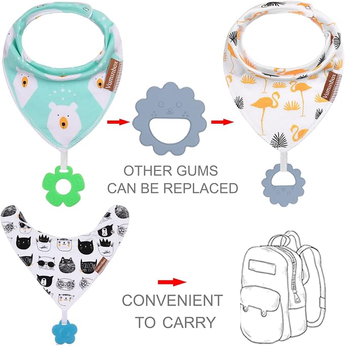 Baby Bandana Drool Bibs 6-Pack and Teething Toys 6-Pack Made - Image 3