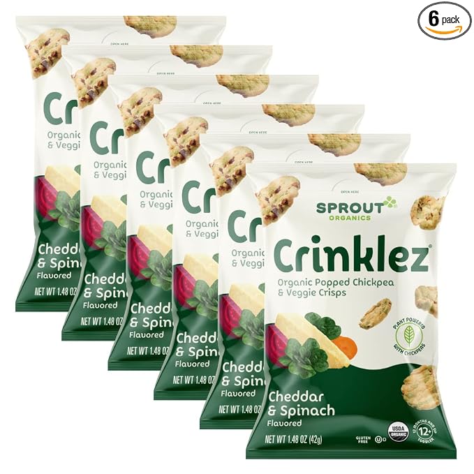Sprout Foods Inc Organic Baby Food Toddler Snacks Crinklez, Cheesy Spinach by SproutOrganics
