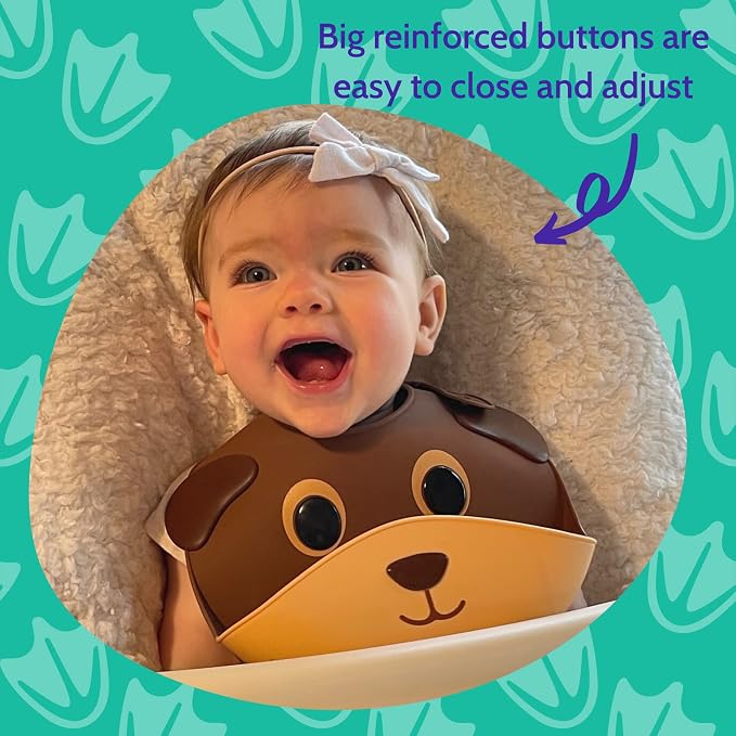 Silly Goose Set of 2 Silicone Animal Baby Bibs - Image 4