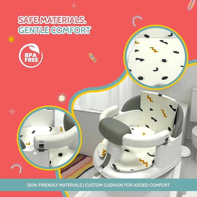 Non-Slip Baby Bath Seats 6-12 Months, Toddler Bathtub Chair - Image 7