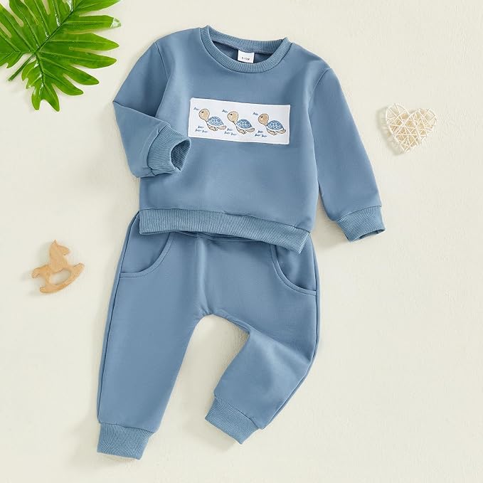 Nyapruwe Toddler Baby Boy Fall Outfit Funny Print Long Sleeve Sweatshirt - Image 3