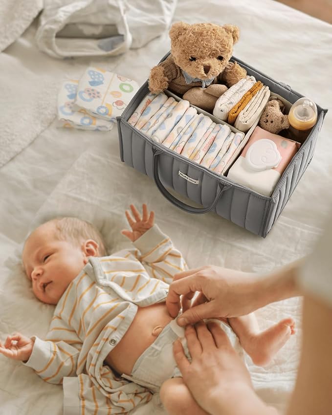 Blissful Diary Baby Diaper Caddy Organizer, Stylish Storage Basket - Image 6