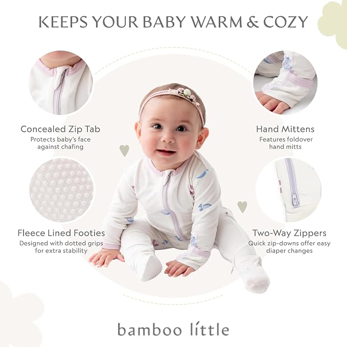 Bamboo Little Soft Baby Footie Pajamas, Baby Clothes, Newborn Sleepers - Image 2