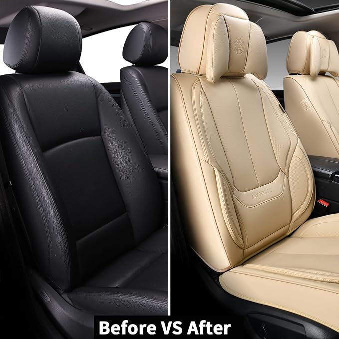 Coverado Universal Seat Covers Front, Waterproof Nappa Leather Car Seat Covers - Image 8