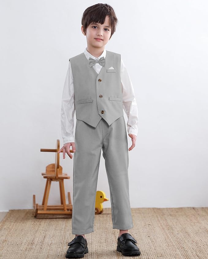 SANGTREE Boys Cotton Linen Suit Formal Set Baby Clothes Boy Gentleman Wedding - Image 3