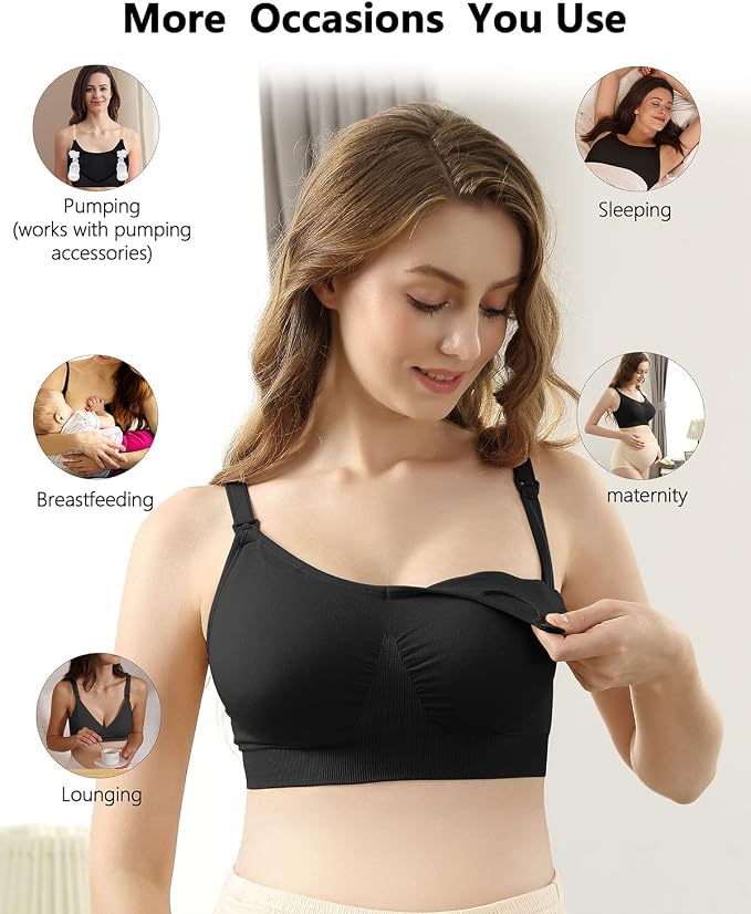 iloveSIA Nursing Bras for Mom Breastfeeding, Seamless Supportive Sleep Bra for - Image 5