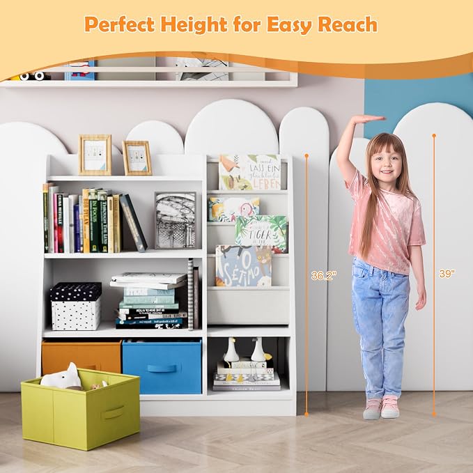 Kids Bookshelf Wood Montessori Toy Storage Organizer Cabinet Shelf Child - Image 2