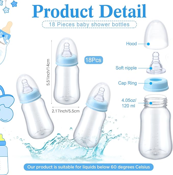 Roowest Bottle Chug Baby Shower Game Favors Including Blue Elephant Theme - Image 3