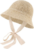 Baby Girl Straw Hat Outdoor Baby Sun Protection Hats Summer Bowknot Beach Cap by JANGANNSA