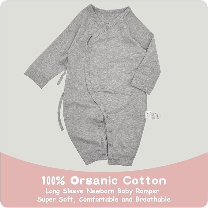 100% Organic Cotton Soft 0-6 Months Unisex Footless Newborn Baby Sleepers - Image 2