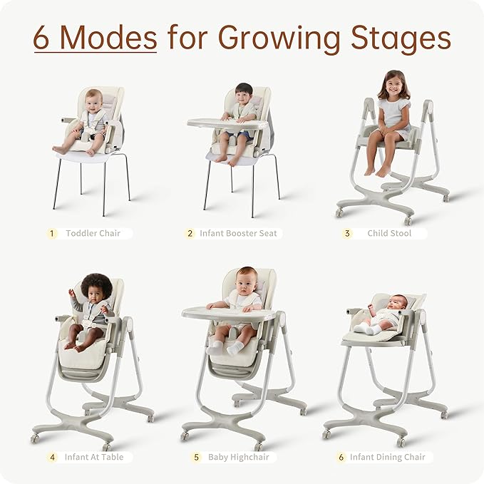 6 in 1 Convertible High Chairs for Babies and Toddlers, Portable High Chair - Image 2