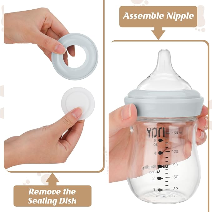 Glass Breastmilk Storage Bottles, 8oz Wide Neck Breast Milk Containers - Image 5