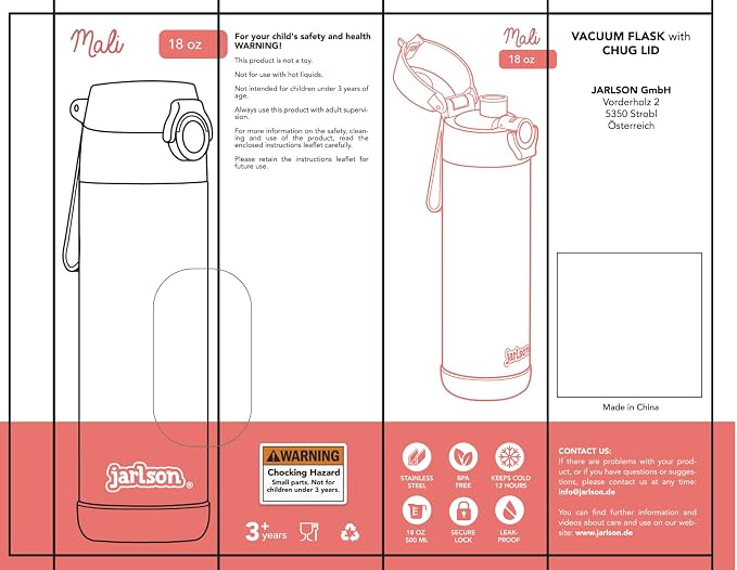Jarlson® Mali Children's Water Bottle, Thermal Stainless Steel Water Bottle - Image 7