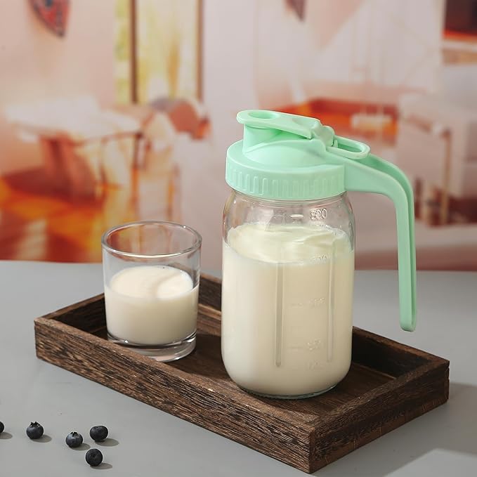 Glass Pitcher with Lid, 64 OZ Mason Jar Pitcher Double Leak Proof, 2 Quart - Image 6