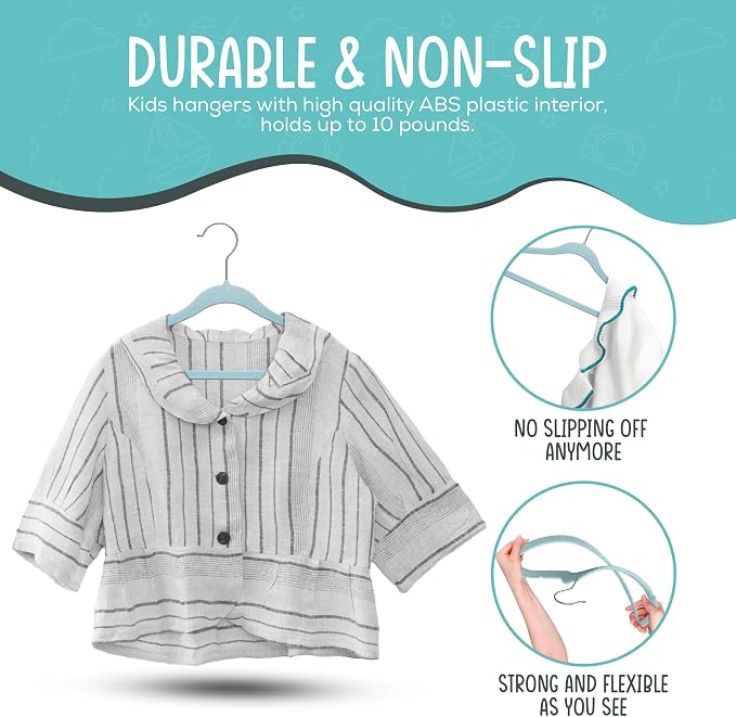 50 Premium Kids Velvet Hangers - Image 4