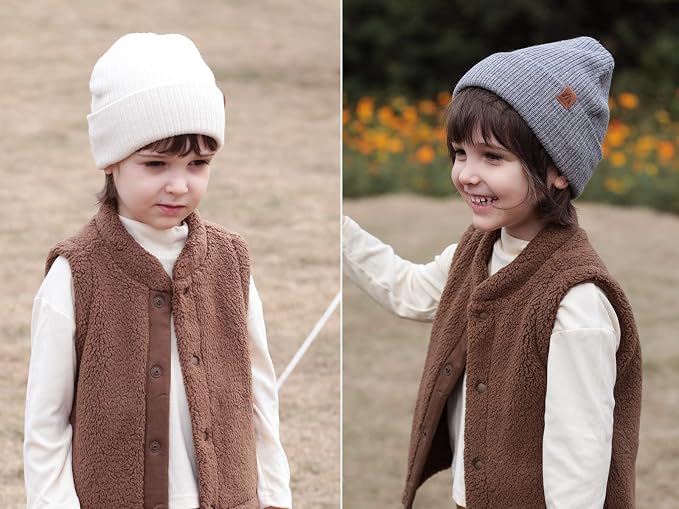Moon Kitty 2PCS Baby Beanie Soft Toddler Beanie Warm Knitted Infant Winter Hats - Image 2
