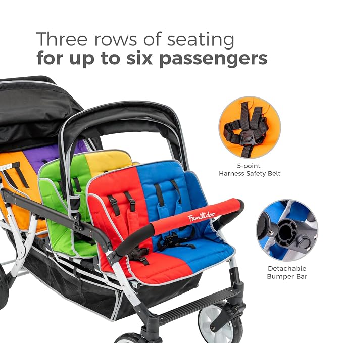 Familidoo H6E 6 seat Baby Stroller- Double Canopy - Image 3