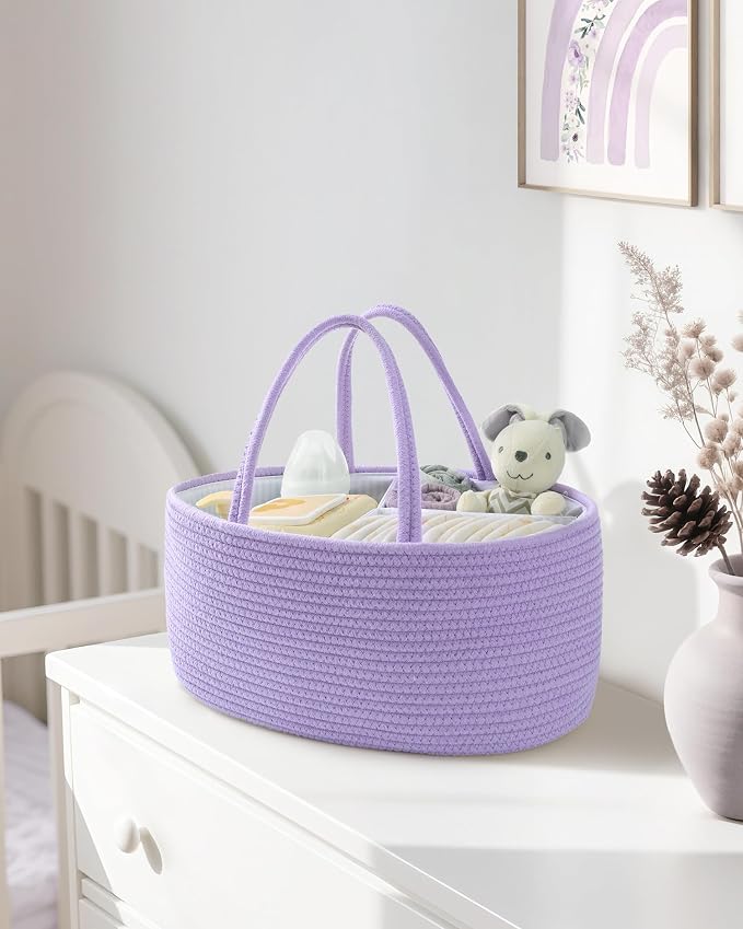 Maliton Baby Diaper Caddy Organizer, Cotton Rope Diaper Caddy Basket, Large - Image 6