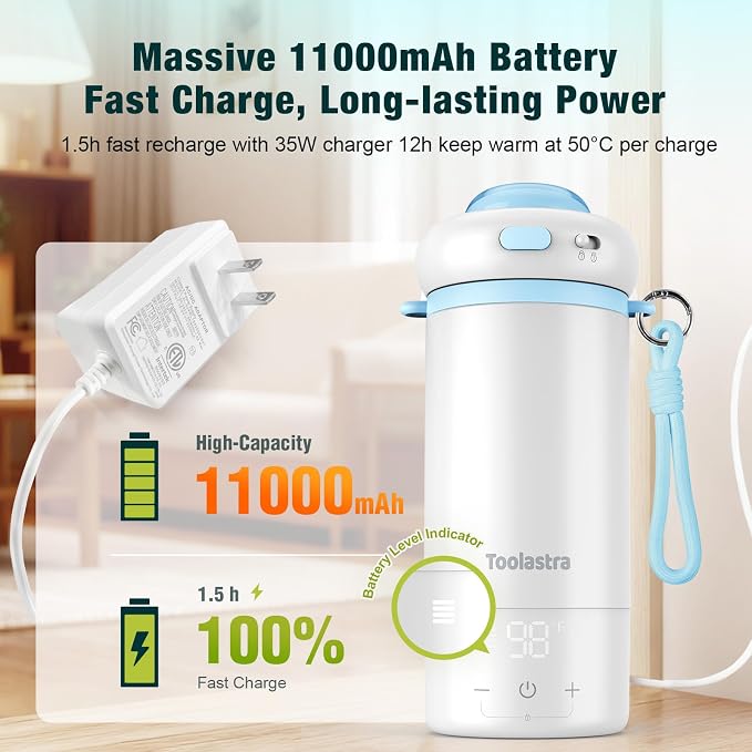 Portable Bottle Warmer for Baby on The Go, 16.91oz 100% Faster Heating & - Image 3