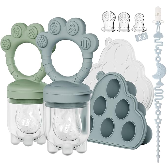 2 Pack Baby Fruit Food Feeder + Breastmilk Popsicle Molds, Baby Teethers by Unknown