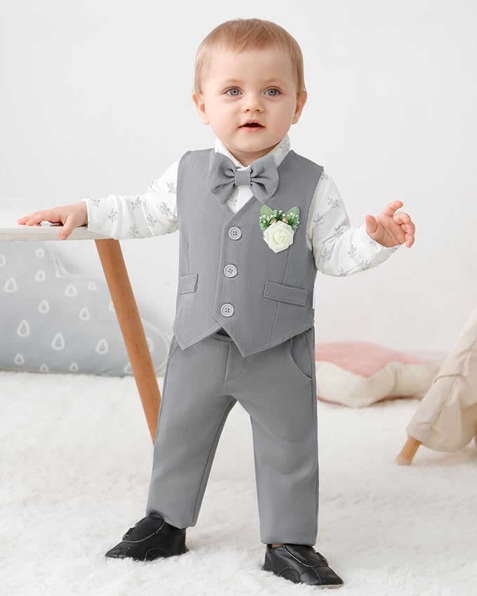 SANMIO Baby Boy Clothes Suits Infant Gentleman Outfit Collared Dress - Image 2