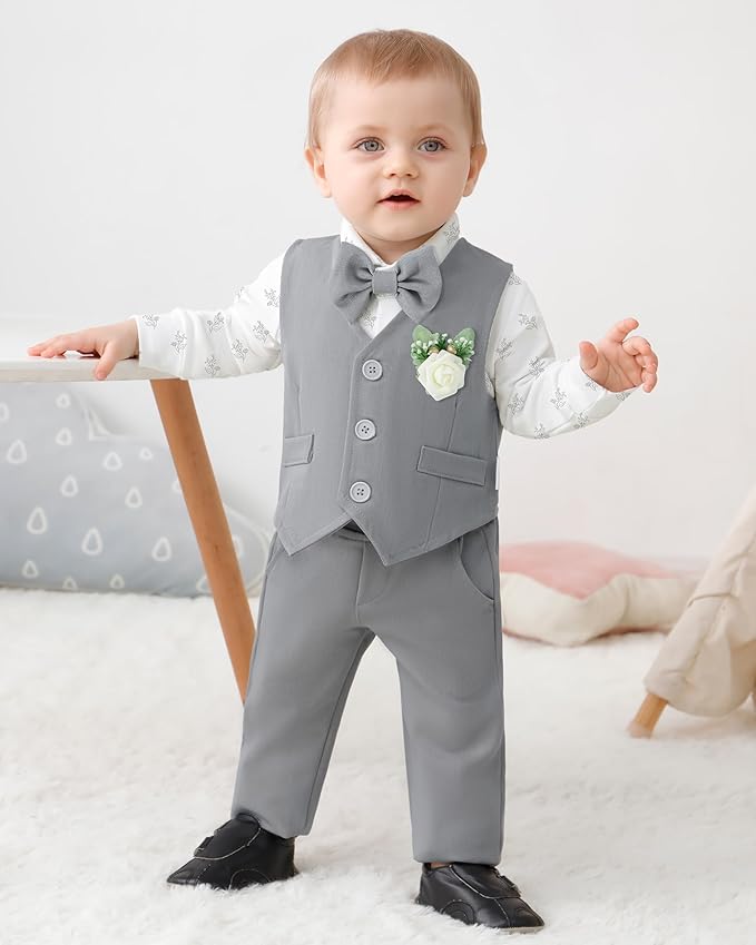 SANMIO Baby Boy Clothes Suits Infant Gentleman Outfit Collared Dress - Image 2