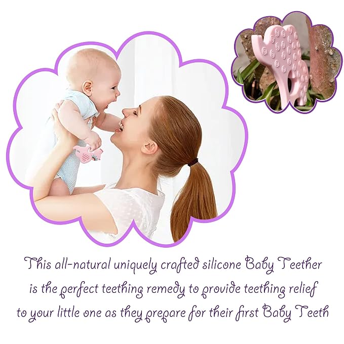 Soft Pink Elephant Teether Toy for Babies 3-6/6-12 Months Silicone Teething Toy - Image 4