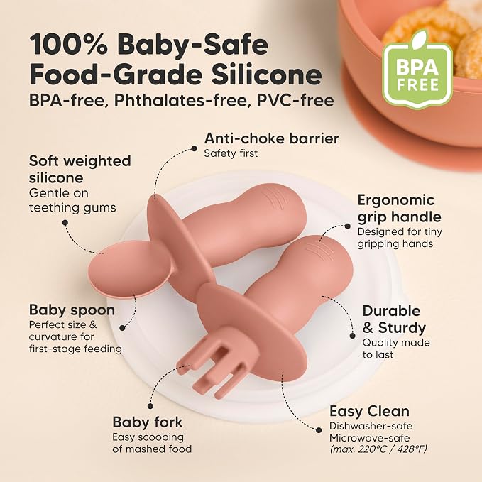 KeaBabies 4-Pack Silicone Baby Spoons and Forks Set - Image 2