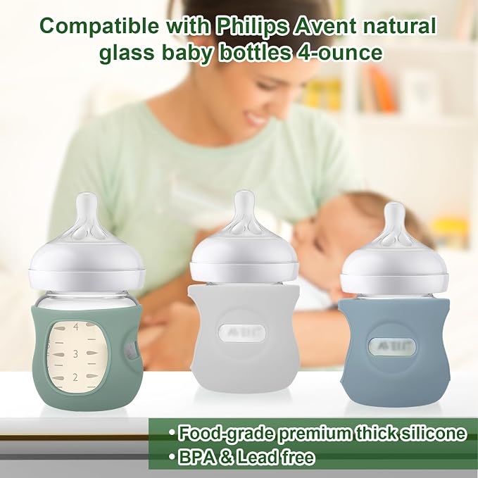 Juome Silicone Sleeves for Avent Natural Glass Baby Bottle - Image 5