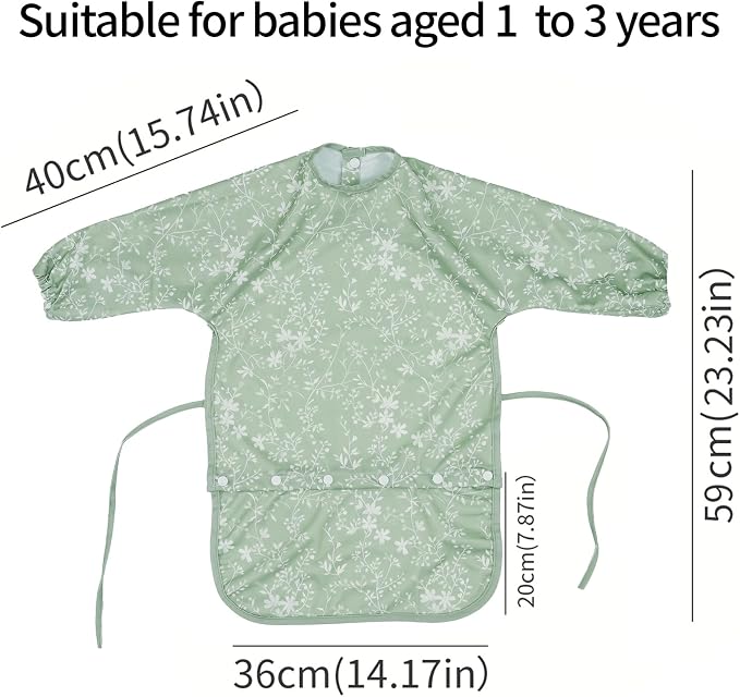 2-Pack Long Sleeve Baby Bib, Coverall Baby Bibs - Image 2