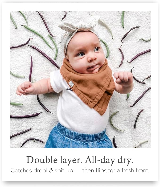 Kishu Baby Indi Organic Baby Bandana Bibs – Fairtrade 4-Way Reversible Drool - Image 4