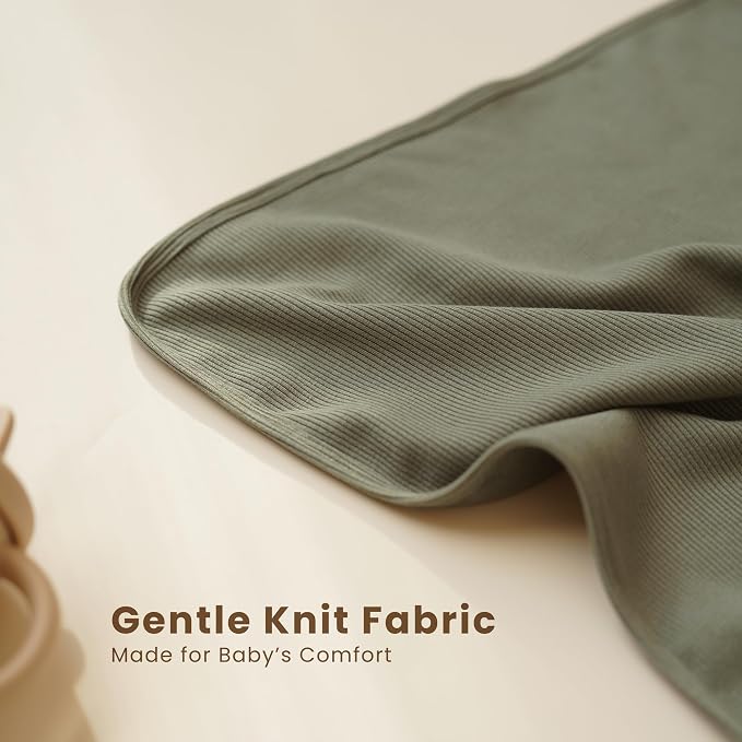 Konssy Knit Baby Blanket 2 Pack, Soft Ribbed Swaddle Receiving Blankets - Image 2