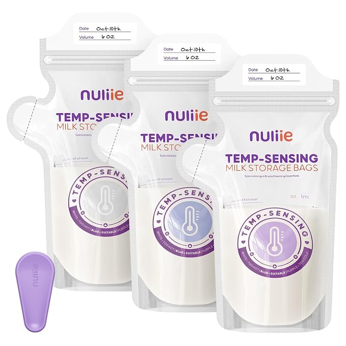 Nuliie 150pcs Temp-Sensing Breastmilk Storage Bag, Huge Temp-Sensing Icon & by nuliie