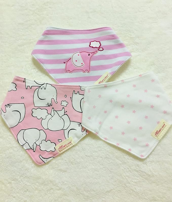 Baby Dribble Bib, Toddler Bandana Bib 3 Packs Super Absorbent Cotton Feeding - Image 2