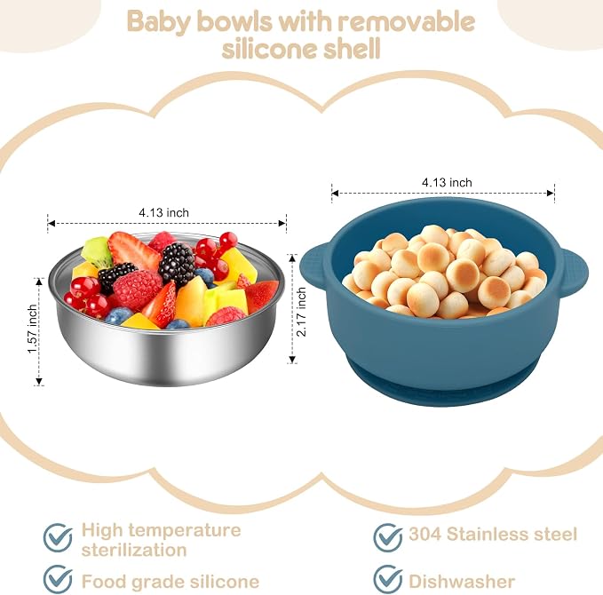 2 Pack Stainless Steel Baby Bowls - Image 4