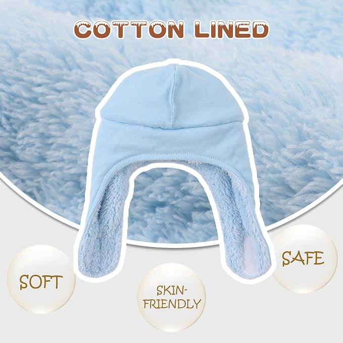 Bear Baby Winter Hat Toddler Earflap Beanie Unisex Infant Snow Cap Warm Fleece - Image 3