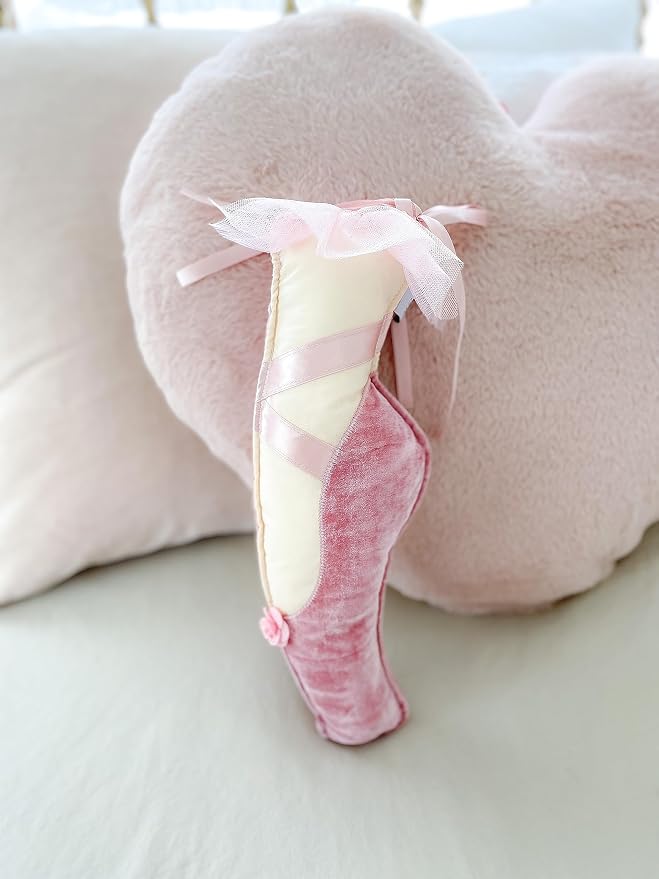 MON AMI Ballet Slipper Accent Décor – 14” | Plush Pink Ballet Shoe Pillow - Image 2