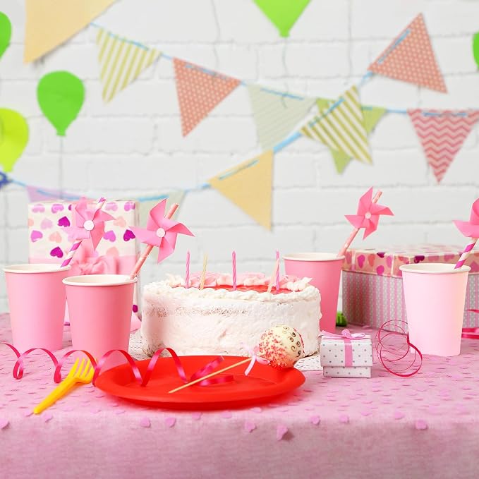 URATOT 60 Pieces 9 Ounce Disposable Paper Cups Gradient Pink Party Cups - Image 6