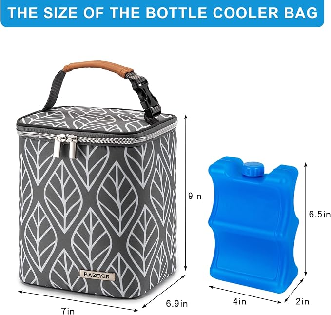 Breast Milk Cooler Bag with Ice Pack Fits 4 Baby Bottles Up to 9 Ounce - Image 5