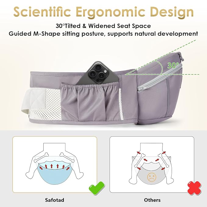 Baby Carrier Newborn to Toddler, Lightweight Ergonomic Baby Hip Seat Carrier Up - Image 2
